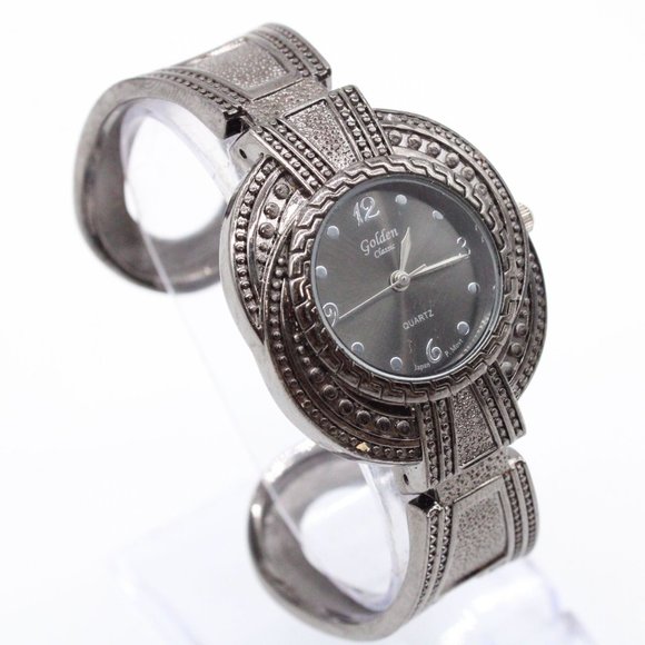 Vintage Golden Classic Womens Watch Gray Stainless Steel Bracelet Japan Movement - Picture 1 of 6